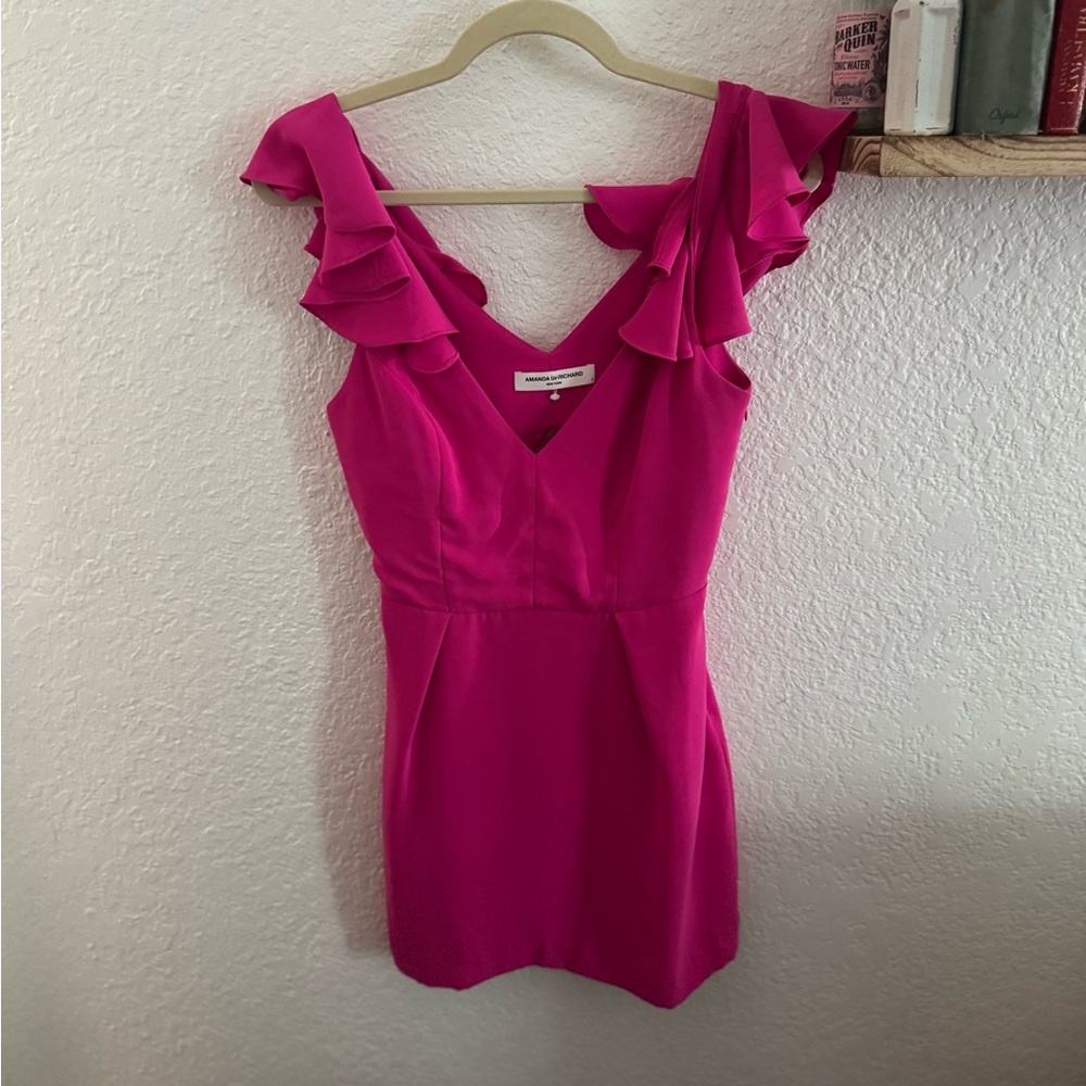 Amanda Uprichard Designer Pink Mini Ruffle Dress